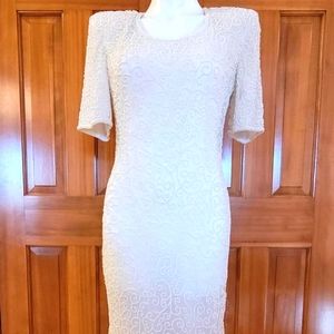 NEW Laurence Kazar Beaded Cream/Off White Dress - Small